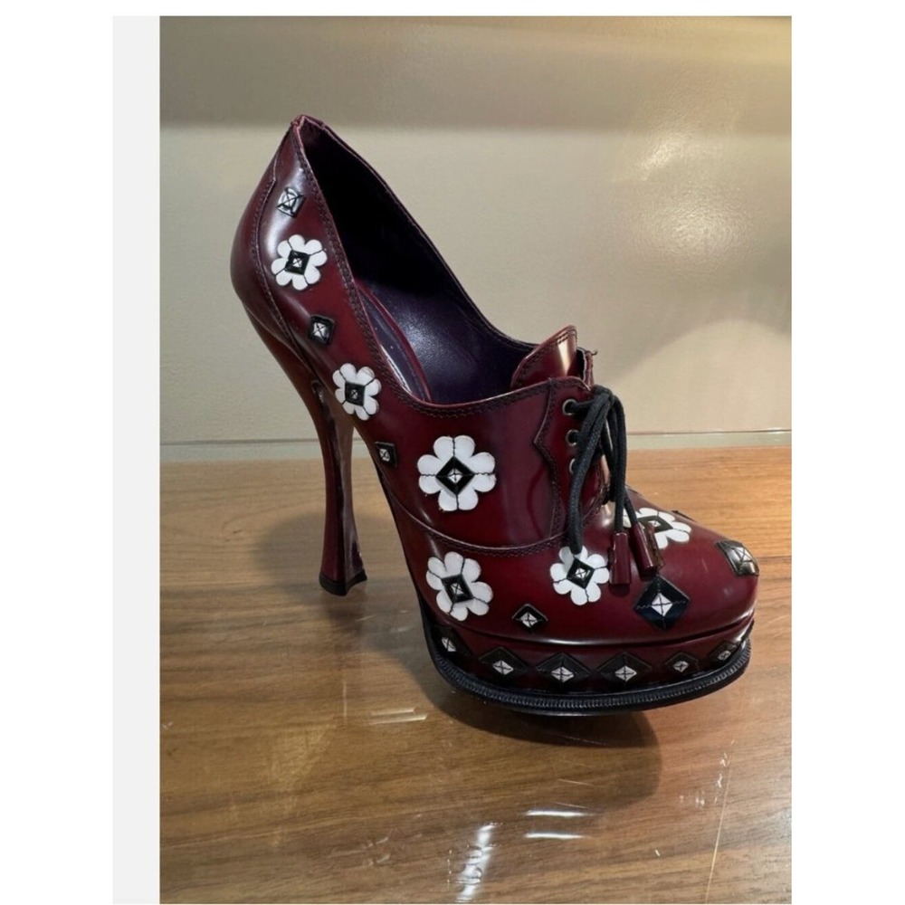 PRADA floral clog heels shoes oxford booties size 37 (runs like 6.5) - Picture 11 of 11